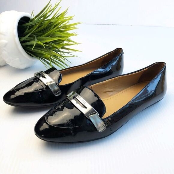 Coach Shoes - COACH Ruthie Patent Black Leather Slip On Tapered Toe Flats size 8.5